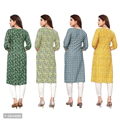 Beautiful Crepe Printed Straight Kurti For Women Pack Of 4-thumb2