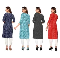 Beautiful Crepe Printed Straight Kurti For Women Pack Of 4-thumb1