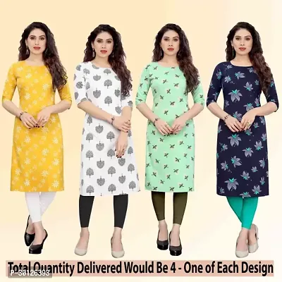 Fancy Crepe Printed Kurtas For Women Pack Of 4