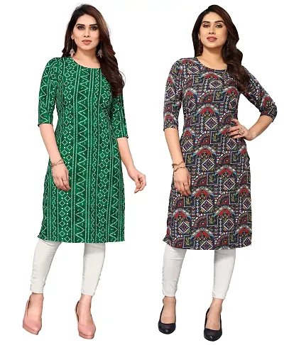 Combo Of 2 Crepe Printed Kurtis