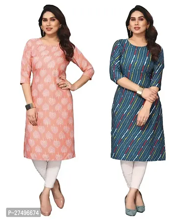 Beautiful Crepe Printed Kurta For Women Pack Of 2