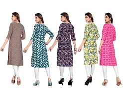 Women Printed Crepe Straight Kurti Combo of 5-thumb1