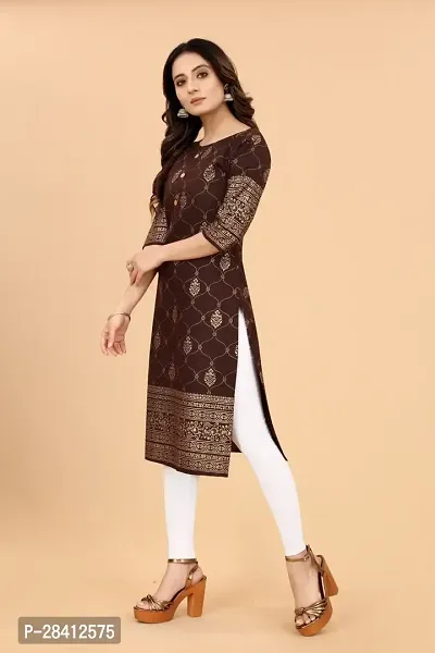 Stylish Cotton Blend Printed Stitched Kurta For Women-thumb4