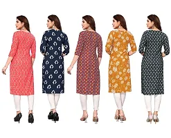 Women Printed Crepe Straight Kurti Combo of 5-thumb1