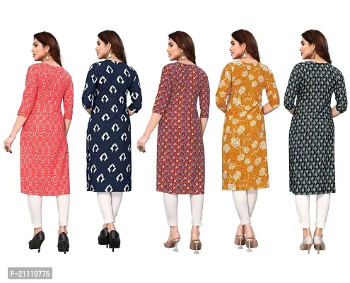 Women Printed Crepe Straight Kurti Combo of 5-thumb2