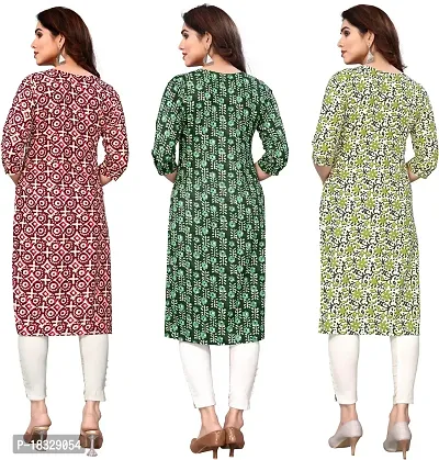 Elegant Crepe Printed Kurta For Women- Pack Of 3-thumb2