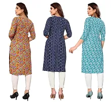 Women Printed Crepe Straight Kurti Pack of 3-thumb1