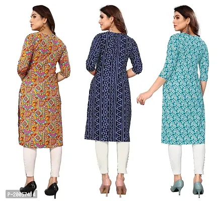 Women Printed Crepe Straight Kurti Pack of 3-thumb2