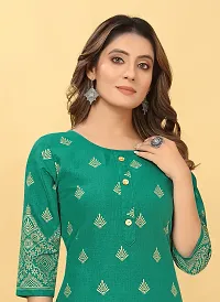 Stylish Green Cotton Blend Stitched Kurta For Women-thumb4