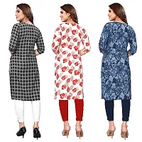 Women Printed Crepe Straight Kurti Pack of 3-thumb1