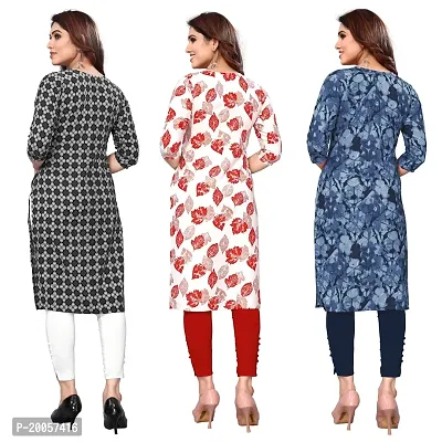 Women Printed Crepe Straight Kurti Pack of 3-thumb2