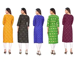 Women Printed Crepe Straight Kurti Combo of 5-thumb1