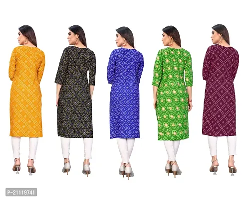 Women Printed Crepe Straight Kurti Combo of 5-thumb2