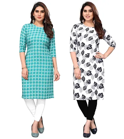 Combo Of 2 Crepe Printed Kurtis