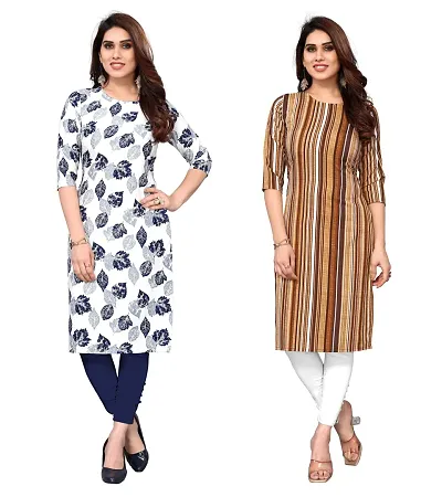 Combo Of 2 Crepe Printed Kurtis