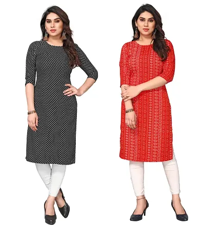 Combo Of 2 Crepe Printed Kurtis