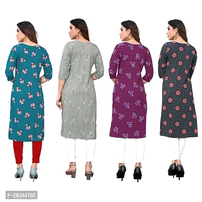 Beautiful Crepe Printed Straight Kurti For Women Pack Of 4-thumb2