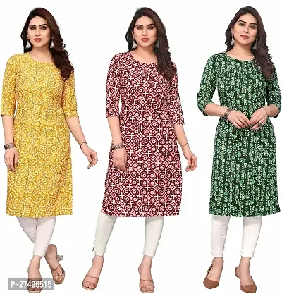 Beautiful Crepe Printed Kurta For Women Pack Of 3