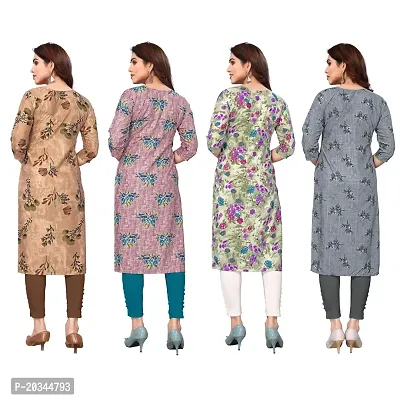 Beautiful Crepe Printed Straight Kurti For Women Pack Of 4-thumb2