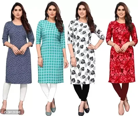 Fancy Crepe Printed Kurtas For Women Pack Of 4