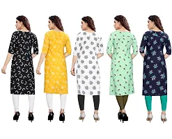 Women Printed Crepe Straight Kurti Combo of 5-thumb1