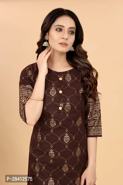 Stylish Cotton Blend Printed Stitched Kurta For Women-thumb5