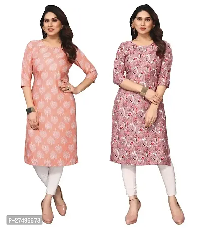 Beautiful Crepe Printed Kurta For Women Pack Of 2-thumb0