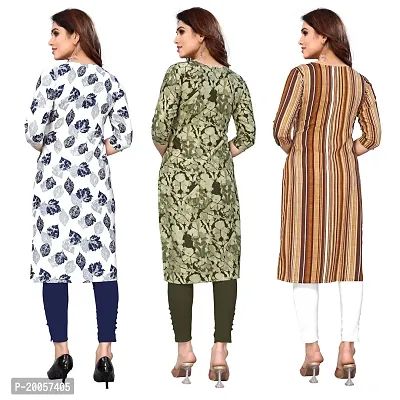 Women Printed Crepe Straight Kurti Pack of 3-thumb2