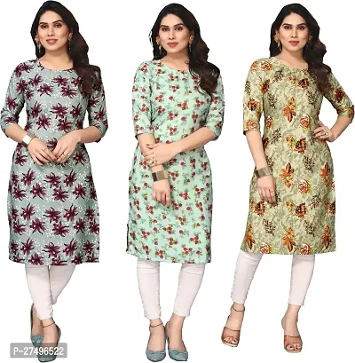 Beautiful Crepe Printed Kurta For Women Pack Of 3