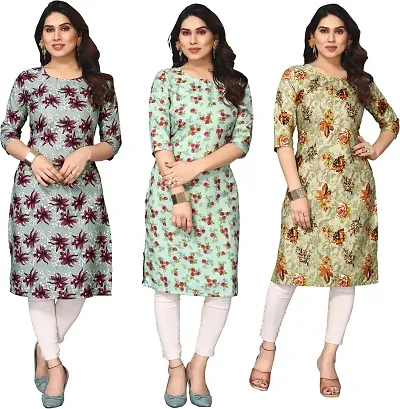 Pack Of 3-Crepe Printed Kurtis