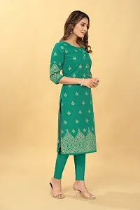 Stylish Green Cotton Blend Stitched Kurta For Women-thumb1