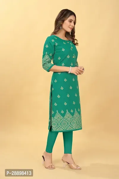 Stylish Green Cotton Blend Stitched Kurta For Women-thumb2