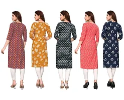 Women Printed Crepe Straight Kurti Combo of 5-thumb1