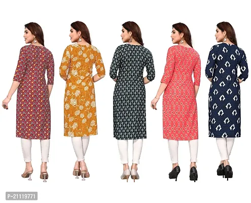 Women Printed Crepe Straight Kurti Combo of 5-thumb2