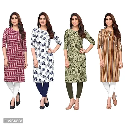 Beautiful Crepe Printed Straight Kurti For Women Pack Of 4-thumb0