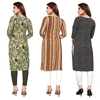 Women Printed Crepe Straight Kurti Pack of 3-thumb1