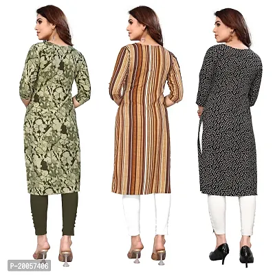 Women Printed Crepe Straight Kurti Pack of 3-thumb2