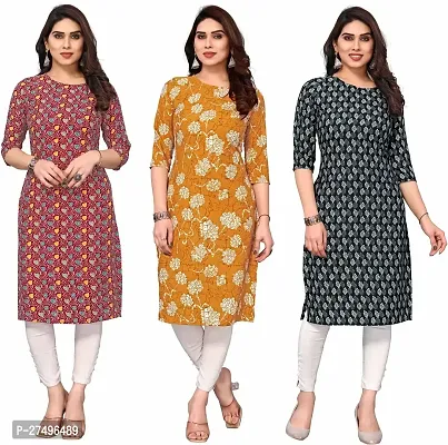 Beautiful Crepe Printed Kurta For Women Pack Of 3