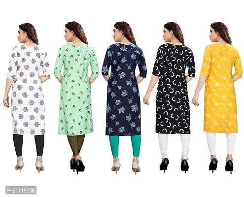 Women Printed Crepe Straight Kurti Combo of 5-thumb2