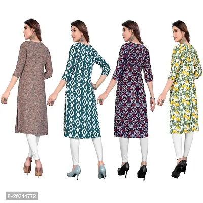 Beautiful Crepe Printed Straight Kurti For Women Pack Of 4-thumb2