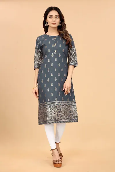 SEEWAN SUTRA A-Line Foil Print Kurta | NVYACTN18S_P