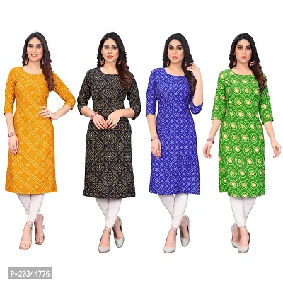 Beautiful Crepe Printed Straight Kurti For Women Pack Of 4