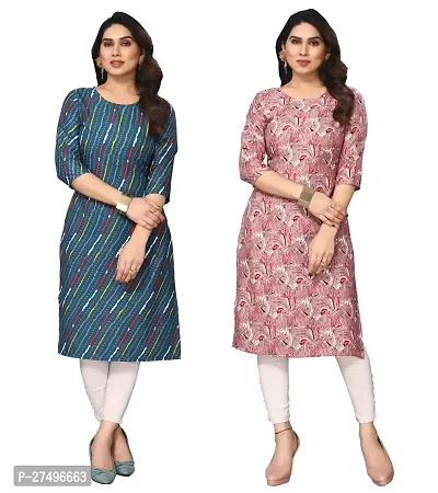 Beautiful Crepe Printed Kurta For Women Pack Of 2