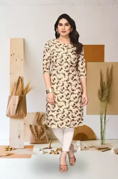 Stylish Crepe Printed Straight Kurti