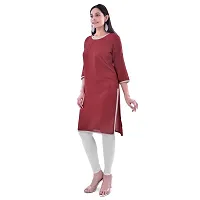 Trender Round Neck Rayon Solid Maroon Colour Straight Kurta for Women  Girls (Only Kurta)-thumb1