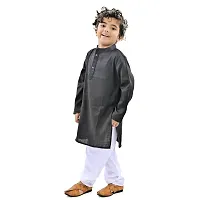 Trender JAAMSO ROYALS Ethnic Wear Black Cotton Full Sleeve Plain Only Kurta For Kids-thumb1