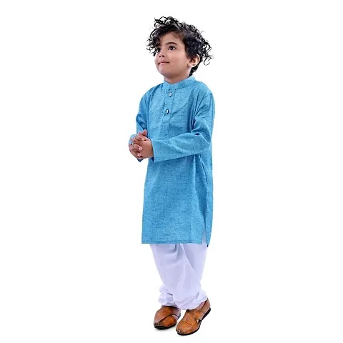 JAAMSO ROYALS Ethnic Wear Blend Full Sleeve Plain Only Kurta For Kids