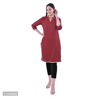 Trender Rayon Solid Maroon Colour Straight Kurta for Women  Girls (Only Kurta)