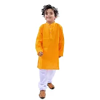 Trender Ethnic Wear Navy Blue, Yellow and Cream Color Rayon Full Sleeve Plain Kurta and One Pyjama (Pack of 4)-thumb4
