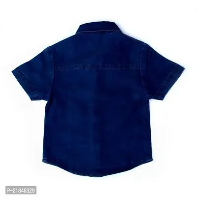 Trender Boy's Solid Regular Fit Shirts | Casual Cotton Denim Shirt for Kids | Solid Design Cotton Denim Half Sleeves Shirt for Boys-thumb4